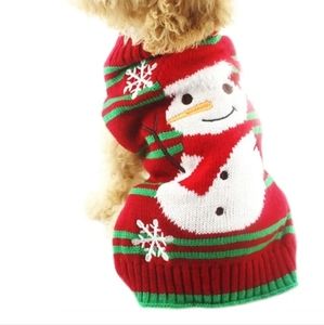 Dog christmas sweater snowman red size L